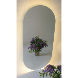 Mirror with LED lighting pill-shaped