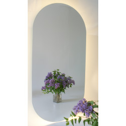 Mirror with LED lighting pill-shaped