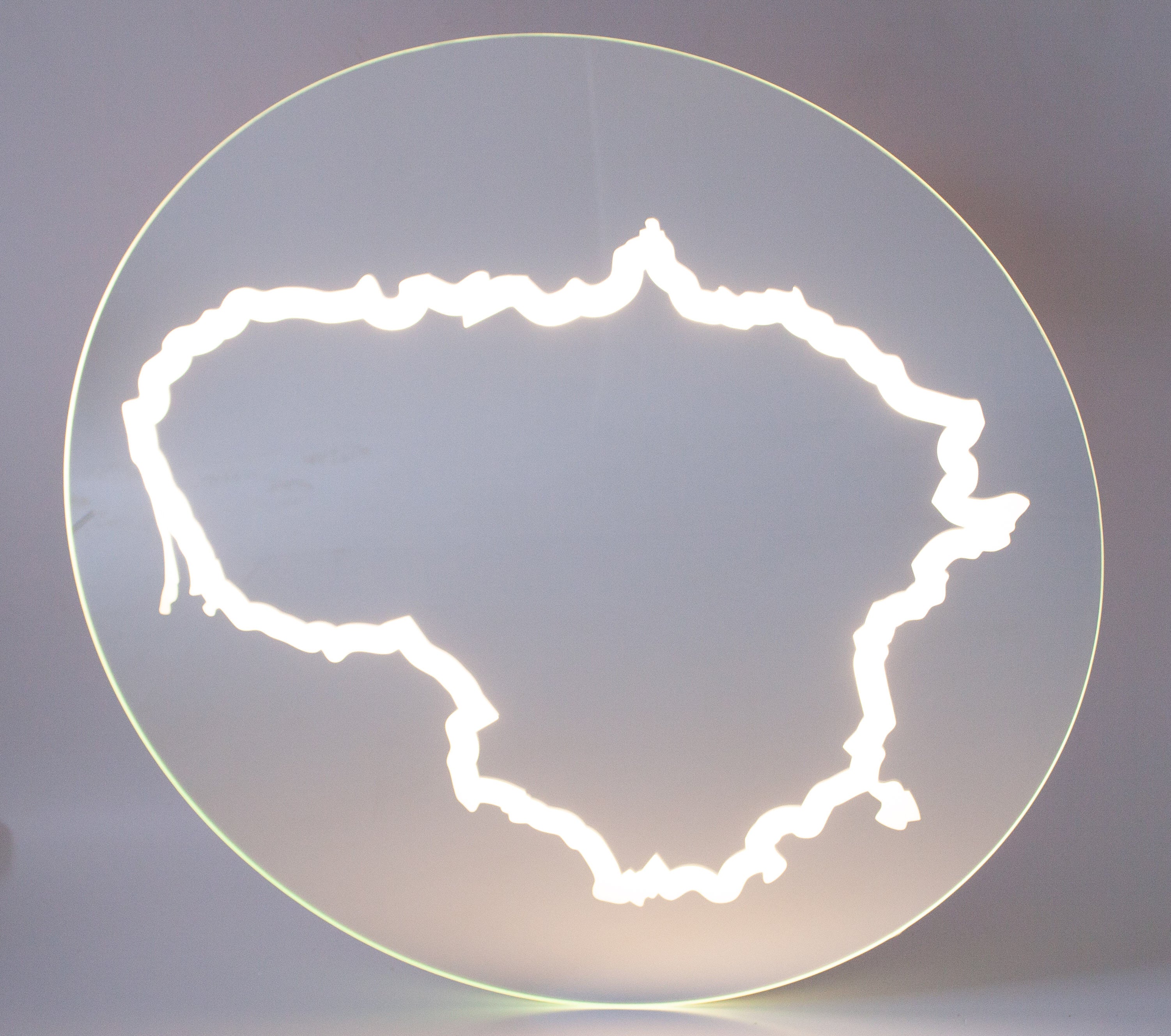 Lietuvos žemėlapis Apvalus  veidrodis su Led apšvietimu