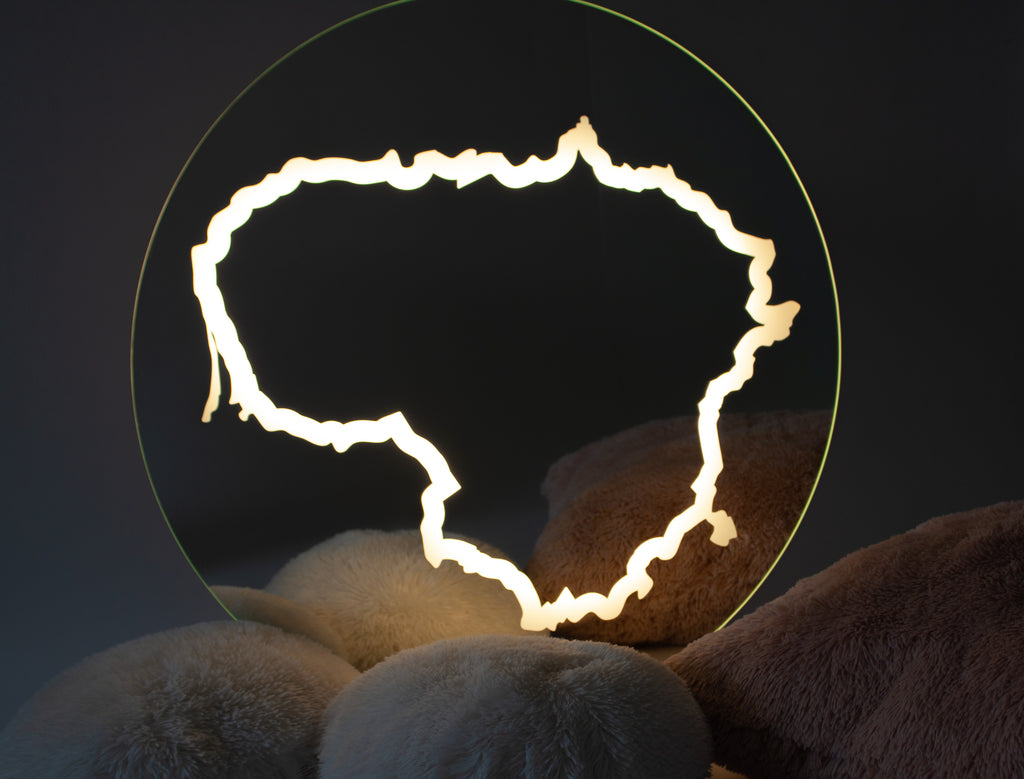 Lietuvos žemėlapis Apvalus  veidrodis su Led apšvietimu